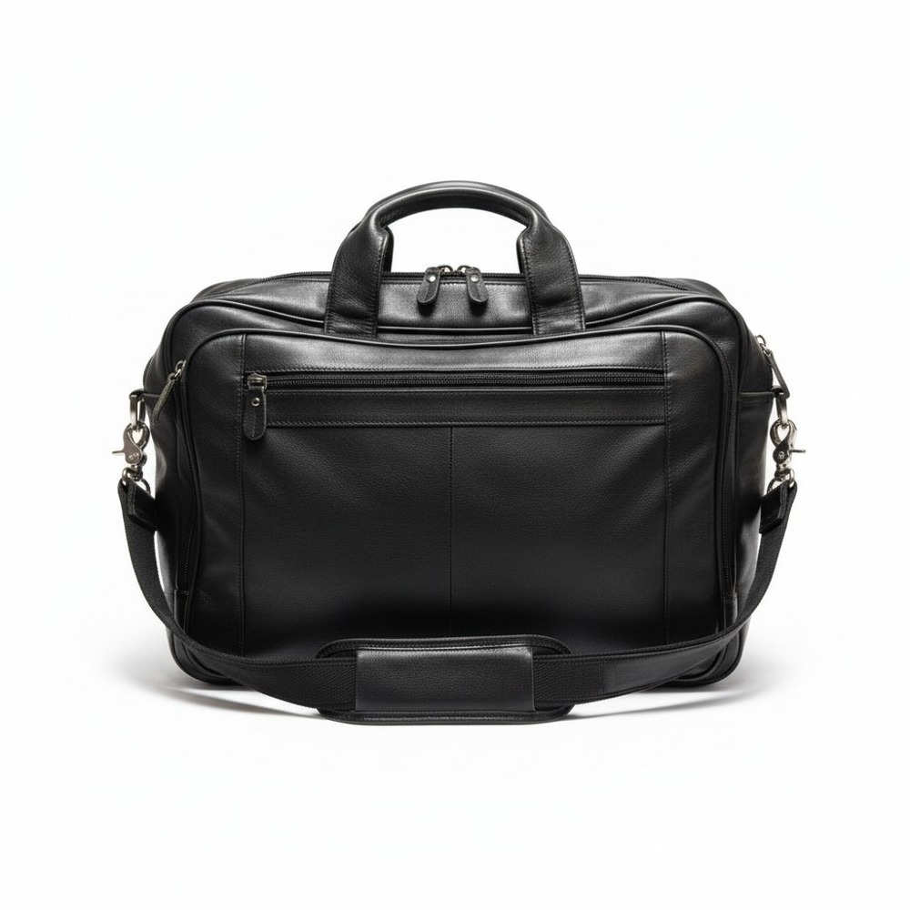 $499 Charles‎ Tyrwhitt Grain Leather Messenger Black Bag Solid Adjustable Strap